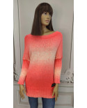 Neonowy róż kremowy sweter kobiecy (3)