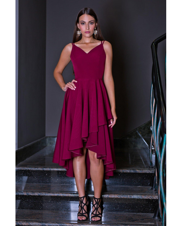 Asymetryczna sukienka wizytowa na ramiączkach (5)