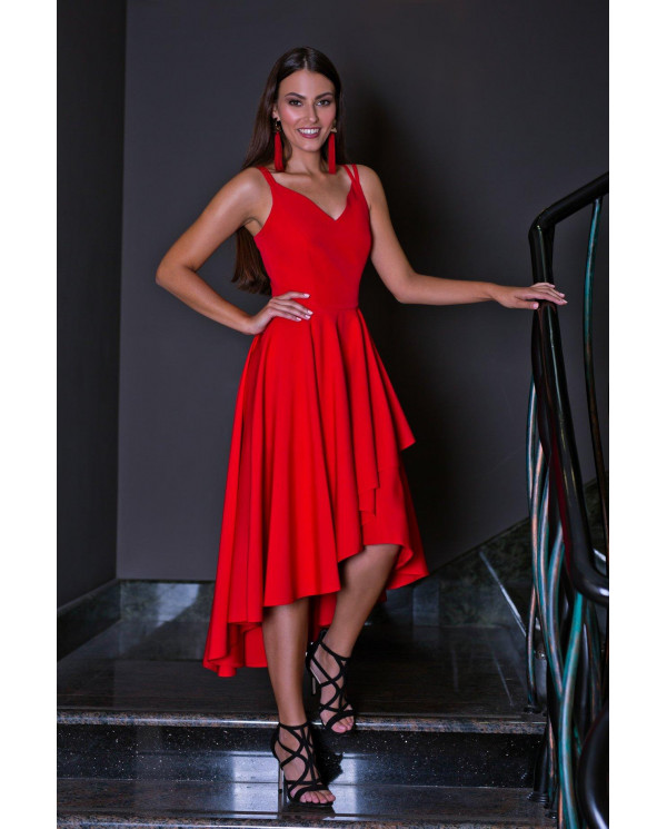 Asymetryczna sukienka wizytowa na ramiączkach (3)