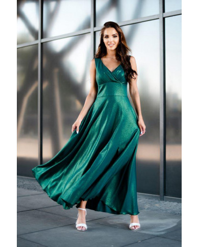 Brokatowa błyszcząca suknia wieczoraowa zielona selena (1)