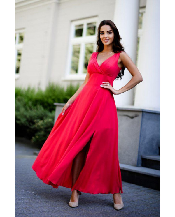 Malinowa suknia okolicznościowa wieczorowa sukienka (3)